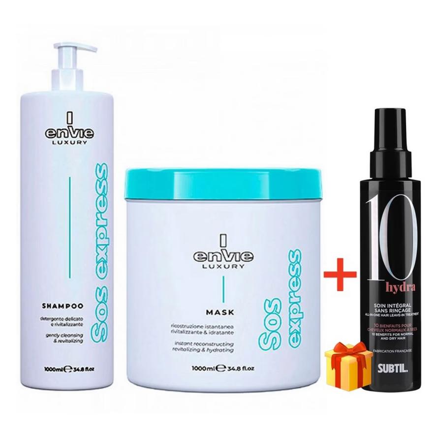 Envie Luxury Sos Express Kit Набір для відновлення волосся (шампунь+маска+подарунок) 2х1000 мл.