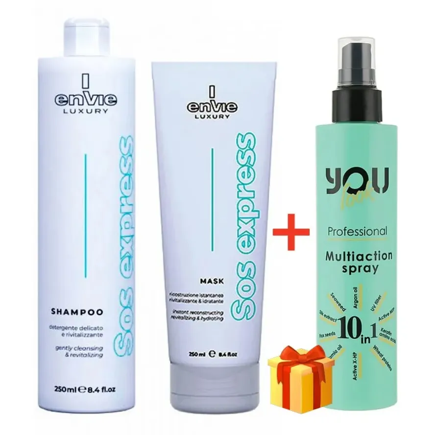 Envie Luxury Sos Express Kit Набор для восстановления волос (шампунь+маска+подарок) 2x250 ml